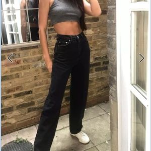 ASOS DESIGN | Tall high rise 'Relaxed' dad jeans in washed black | W26 L36